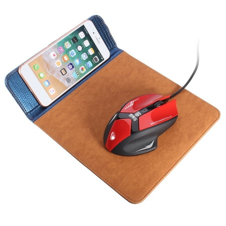 Desk Pad Sets Qi Wireless Charger Charging Pad Mouse Pad Mat Multifunctional Non-Slip Qi Wireless Charger Pad for iPhoneX/8/8Plus SamsungS8/Note8 Wireless Charging Phone ()