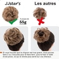 thumbnail image 4 of Pelo negro oscuro, postizos grandes, rizos, ondulados, coletero, moño falso de cabello natural, elástico para mujeres y niñas, 4 of 5