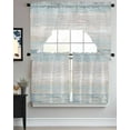 thumbnail image 3 of Blue Beige Farmhouse Swag Valance and Tier Curtains 24'' Length Set, Vintage Wooden Striped Light Filtering Kitchen Curtains, Tier Curtain Valances for Bathroom/Living Room/Bedroom/Café, 3 of 6