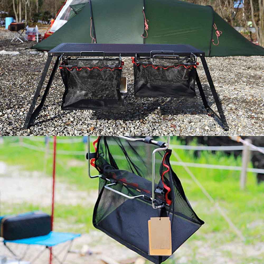 Yardwe Storage Net Bag Stuff Storage Mesh Bag for Picnic Outdoor Camping Kitchen Folding Table Hanging Net Size S
