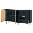 thumbnail image 6 of Harper & Bright Designs Modern Sideboard Buffet Cabinet with Amber-yellow Tempered Glass Doors, Side Table with Gold Legs and Marble Sticker Tabletop, Navy Blue, 6 of 15
