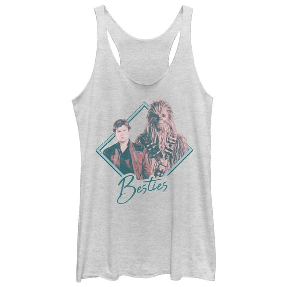 Women's Solo: A Star Wars Story Besties Triangle Racerback Tank Top White Heather Medium