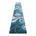 thumbnail image 2 of Emma + Oliver 3'x16' Contemporary Swirl Plush Pile Accent Rug with Scraped Effect in Turquoise, Gray, Black and White and Jute Backing, 2 of 6