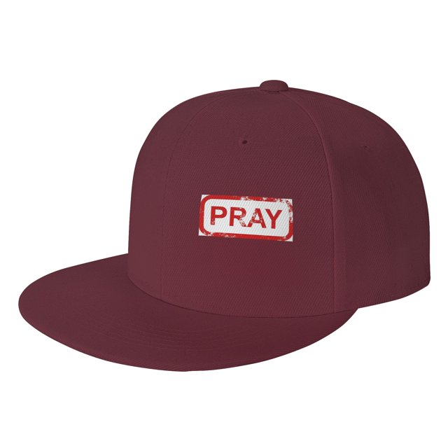 ZICANCN Pray Character Pattern Baseball Caps, Trucker Hats for Men And Women, Adjustable Breathable Flat Caps, Dark Red