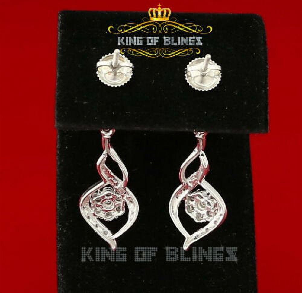 King of Bling's 925 Sterling Silver 0.15ct Diamonds Hip Hop For Women's White Stud Earrings