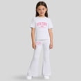 thumbnail image 2 of Summer Outfits for Teen Girls Preppy Y2K Girls 2 Piece Outfit Summer Short Sleeve Graphic T-Shirt Top & Flared Pants Spring Clothes Set Casual Kid Age 6-14, 2 of 4