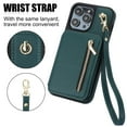 thumbnail image 5 of ELEHOLD Wallet Crossbody Case for iPhone 13 Pro Max with RFID Blocking Card Holders Zipper Purse Storage Kickstand Function Detachable Wrist Lanyard Shoulder Strap Shockproof Wallet Case,green, 5 of 8