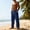 Navy, variant on Chiccall Men's Cotton Linen Pants Casual Cargo Pants with Pockets Lightweight Elastic Waist Drawstring Pants Baggy Beach Trousers