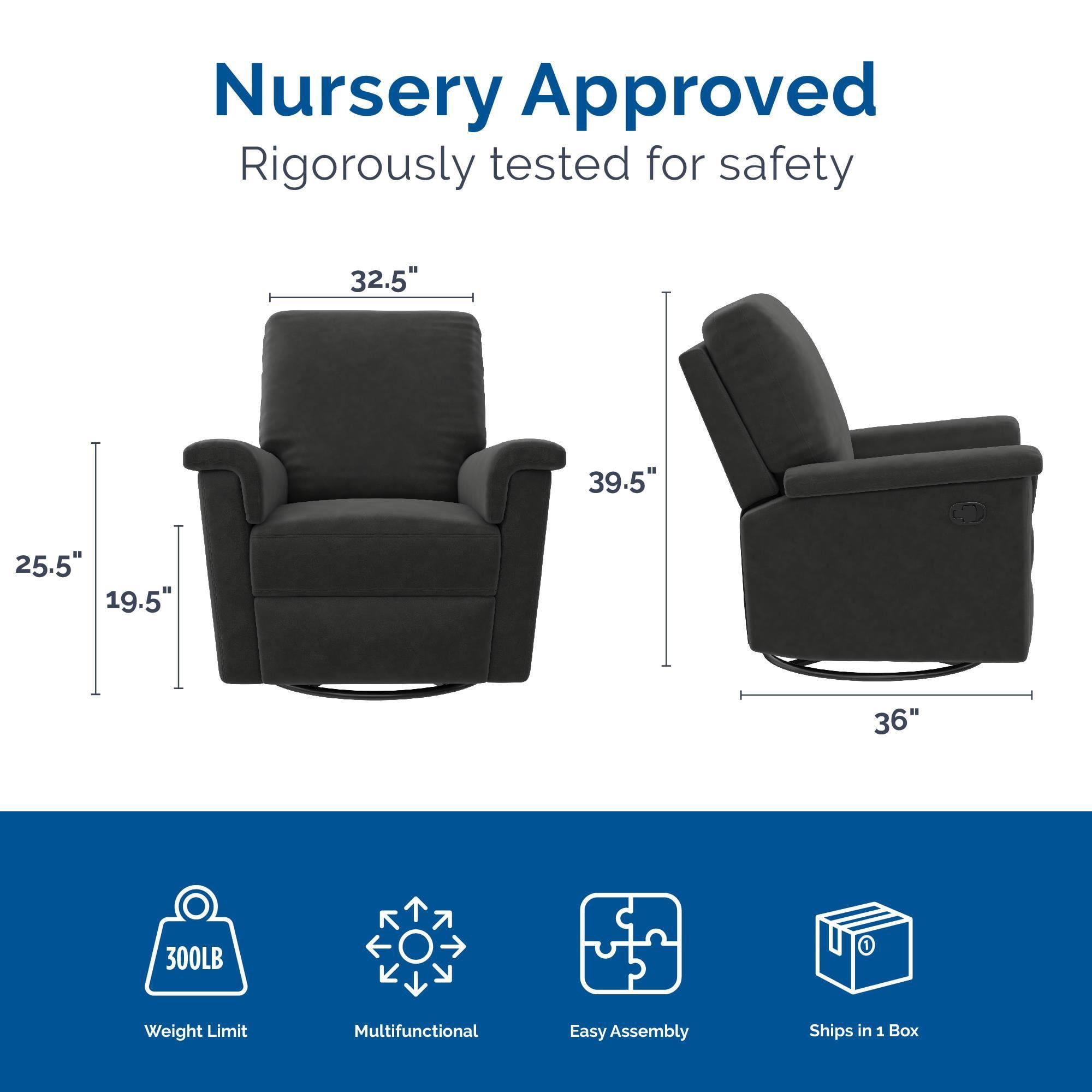 Baby Relax Terrin 3-in-1 Gliding Swivel Nursery Recliner