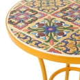 thumbnail image 3 of Brienne Outdoor Yellow Ceramic Tile Side Table with Iron Frame, 3 of 6