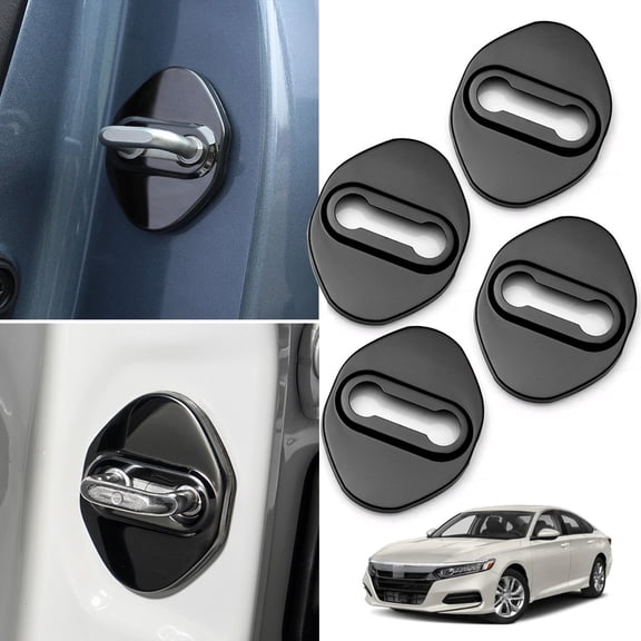 Xotic Tech Steel Black Door Lock Lockstitch Decor Cover Trim 4x Compatible with Honda Toyota Subaru Mazda Hyundai Kia