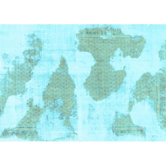 Ahgly Company Indoor Rectangle Abstract Light Blue Modern Area Rugs, 2' x 5'