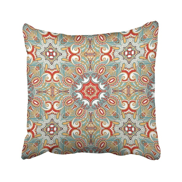 WOPOP bohemian chic retro red turquoise teal kaleidoscope pattern