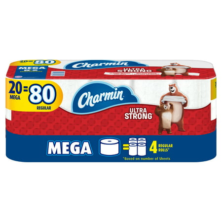 Charmin Ultra Strong Toilet Paper, 20 Mega Rolls = 80 Regular (Best Way To Store Toilet Paper)