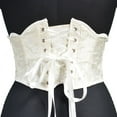 thumbnail image 6 of Fiaer Womens Retro Court Waspie Corset Belt Underbust Lace up Boned Bustier Jacquard Brocade Corset Waist Cincher White XS, 6 of 8