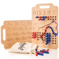 thumbnail image 1 of Hulats Tablero de clavijas de conteo Montessori - Tablero de rastreo de números y letras - Alfabeto Montessori de madera y juguetes para contar para niños pequeños de 3 años o más - Aprendizaje del al, 1 of 5