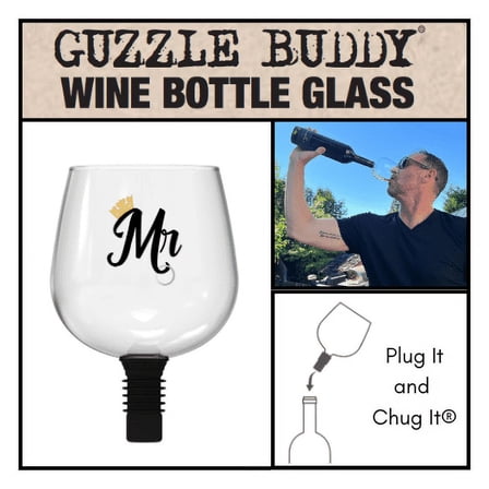 Guzzle Buddy®  "Mr." Wine Bottle Glass - Borosilicate Glass