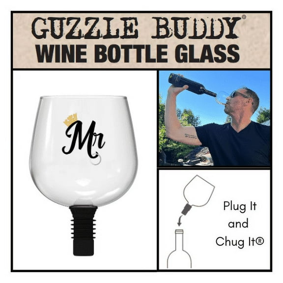Guzzle Buddy®  "Mr." Wine Bottle Glass - Borosilicate Glass
