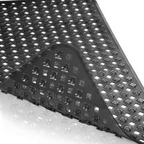 LJSXFI Bathtub Mat Non Slip, 34.5x15.7 Inch Long Shower Mat with Drain Holes Suction Cups, Machine Washable Bath Tub Mat(Clear Black)