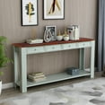 thumbnail image 1 of Buffet Cabinet Sideboard Console Table for Entryway, Kitchen Storage Cabinet with 4 Drawers, Bottom Shelf, Home Furniture Console Table, Upgrade Solid Wood Frame & Legs,64"x15"x 30", Light Blue, Q7153, 1 of 12