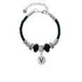 thumbnail image 2 of Delight Jewelry Silvertone Capital Letter - V - Pebble Disc - Godmother Celtic Knot Leather Bead Bracelet, 7"+2" Extender, 2 of 4