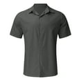 thumbnail image 3 of Mens Golf Shirts Hawaii Solid Short Sleeve Double Pocket Turn Down Button Mens formal Shirts,Grey,5XL, 3 of 3