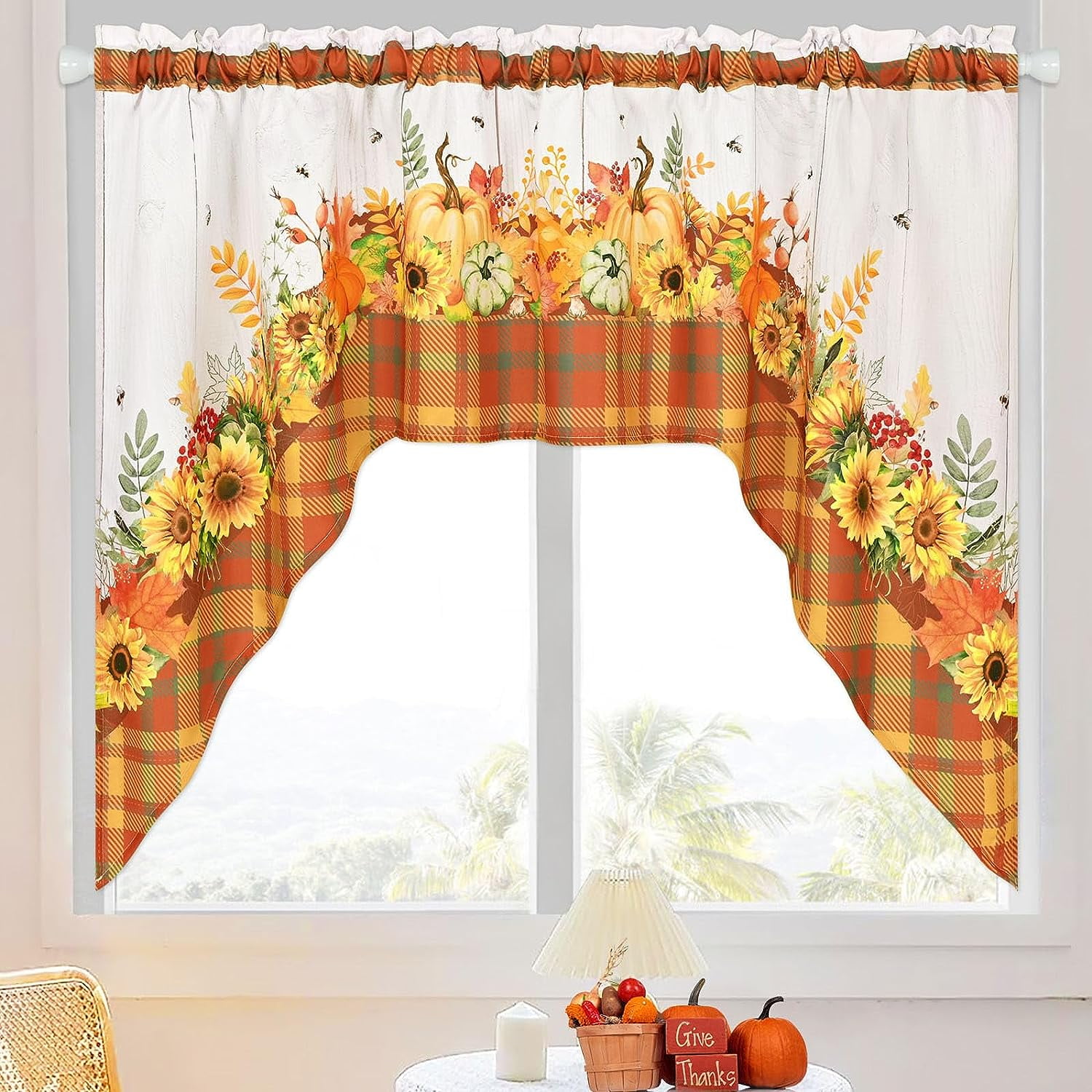 Sunflower curtains for kitchen discount