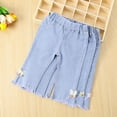 thumbnail image 4 of LYMAYTER Girls Jeans Flare Pants for Kids Baby Summer Seven Points Denim Trousers Toddler Printed Flare Leggings 1-6 Years, 4 of 10