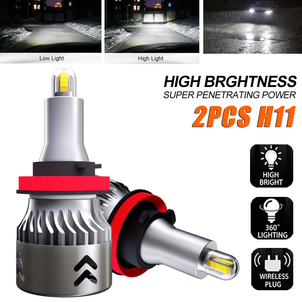 H11 LED Headlight 6000K 2018 2200W 330000LM 4-Side Kit Low Beam Bulbs High Power