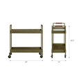 Novogratz Stella Bar Cart, Brass finish, leather