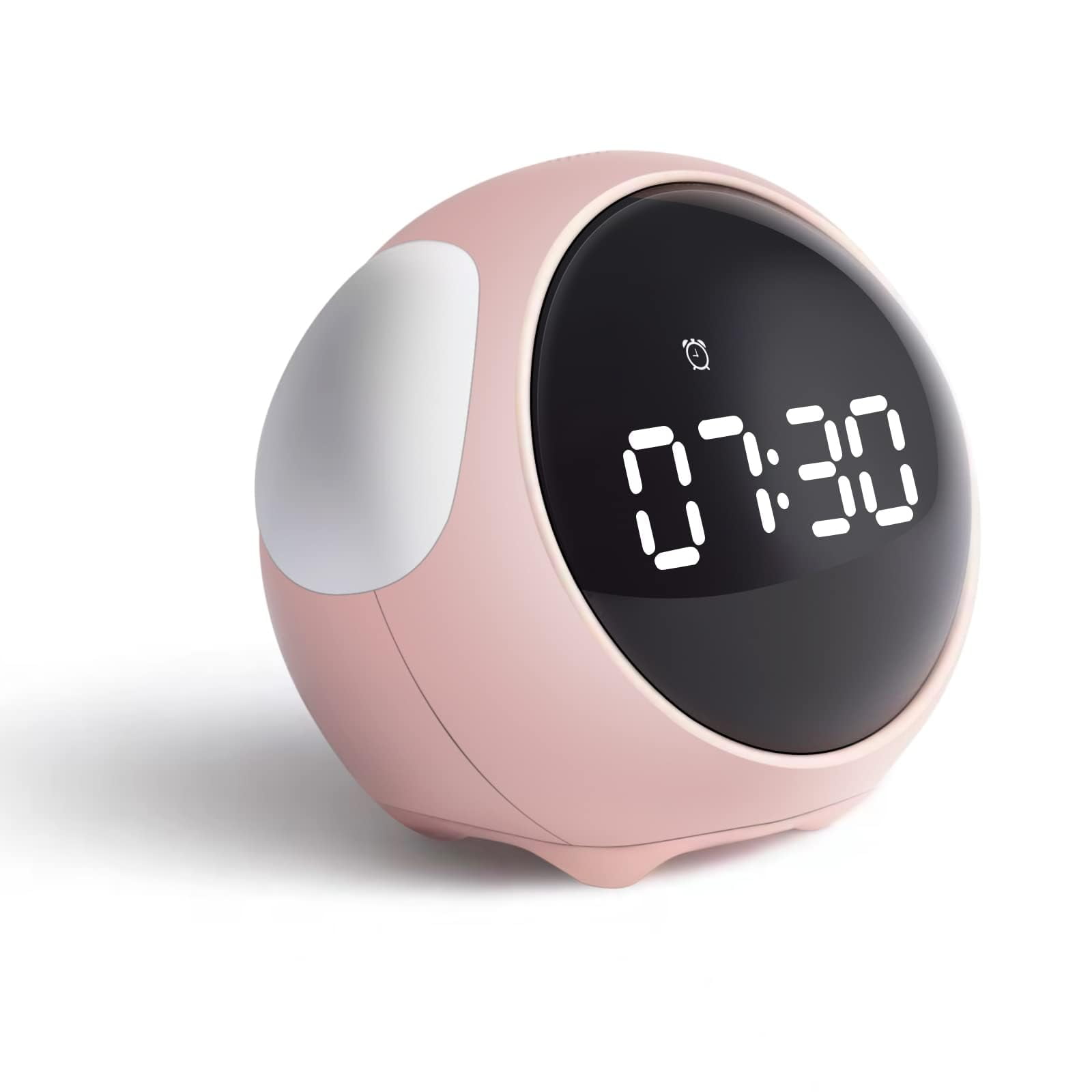 Smart Alarm Clock with Adjustable Night Light, Voice-Activated & Shake-to-Snooze, Dual Alarm for Bedroom, Easy-Read Digital Clock for Home, Desk and Bedside (pink)