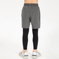 thumbnail image 4 of Kid's Active Running Shorts 2 in 1 Comfort Two Fake Pieces Basketball Tights Leggings Youth Boys' Fitness Shorts 4-way Stretch Breathable for Running Basketball Outside, 4 of 9