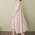 thumbnail image 6 of ITSAME Women's Midi Dress, Solid Color Cotton Linen Sleeveless Summer Casual Beach Flowy Sundress Pink 2XL, 6 of 9