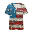 thumbnail image 4 of Fartey Plus Size Independence Day Shirt for Women Patriotic American Flag Graphic Tees Dressy Casual Button Up V Neck T Shirts Loose Fit Short Sleeve Summer Tops Multicolor XL, 4 of 4