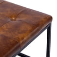 thumbnail image 5 of Duhome Square Ottoman Coffee Table, Faux Leather Tufted Cocktail Ottoman with Metal Base Footrest Ottoman for Living Room, Brown, 5 of 8