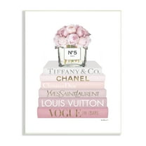 Stupell Industries Pink Rose Bouquet Fashion Style Bookstack Glam Painting Unframed Art Print Wall Art, 13 x 19, Design by Amanda Greenwood