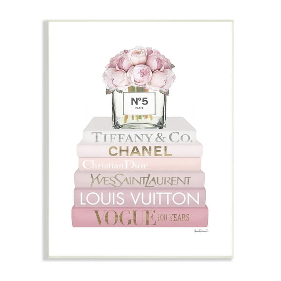 Stupell Industries Pink Rose Bouquet Fashion Style Bookstack Glam Painting Unframed Art Print Wall Art, 13 x 19, Design by Amanda Greenwood