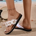 thumbnail image 4 of Xucatan Women's Floral Flip Flops, Handmade Fabric Flower Thong Sandals with Thick Sole, Open Toe Lightweight Beach Slippers, Versatile Summer Casual Footwear Gift, 4 of 9