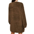 thumbnail image 3 of LUXUR Ladies Pullover Jumper Long Sleeve Sweater Dress Solid Color Mini Dresses Plain Crew Neck Brown L, 3 of 3