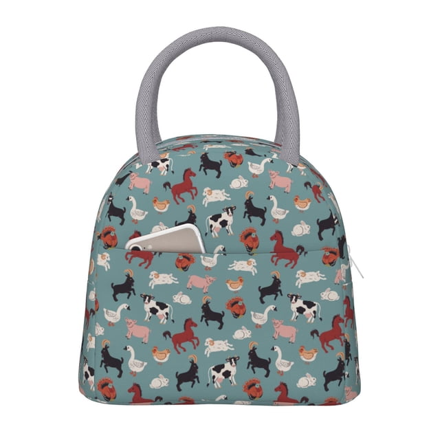 Disketp Farm Animals 1 Bolsa Térmica para Almuerzo, Lonchera con Abertura Amplia y Gran Capacidad, Organizador Reutilizable para Mujeres, Hombres y Adultos