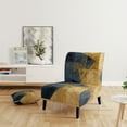 thumbnail image 2 of Designart "Minimalism in Blue and Gold I" Chaise d'Appoint Rembourrée Lignes Bleues - Fauteuil Moderne pour Salon, 2 of 7