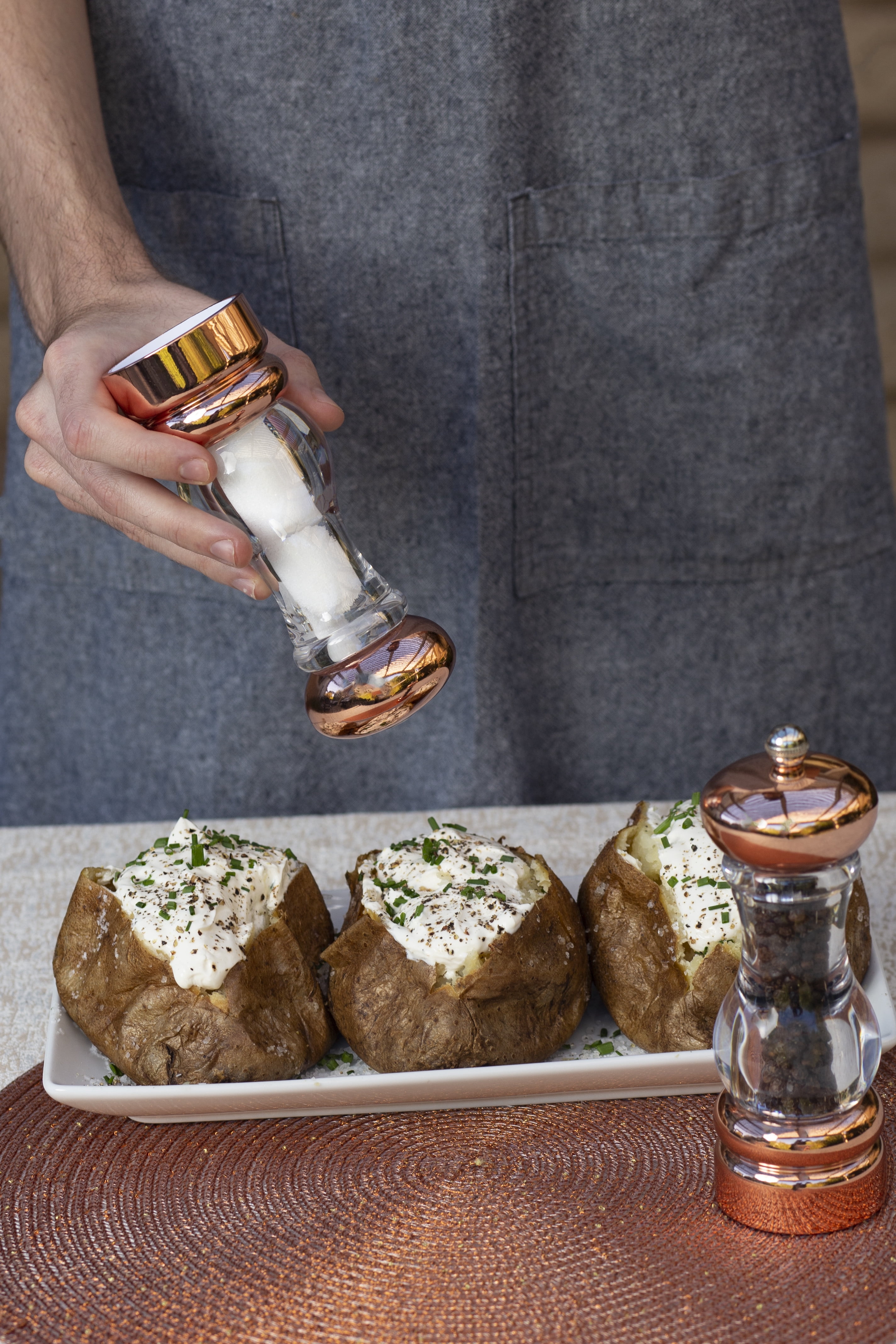 Olde Thompson Del Norte Salt Shaker and Pepper Mill Set, Plated Copper, Pre-Filled