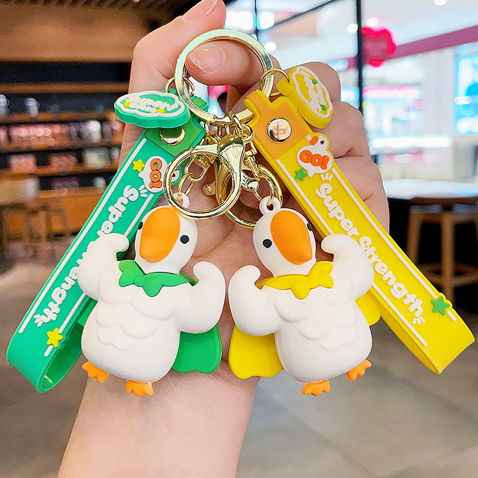 rygai Goose Keychain 3D Doll Letter Strap DIY Gift Animal Mighty