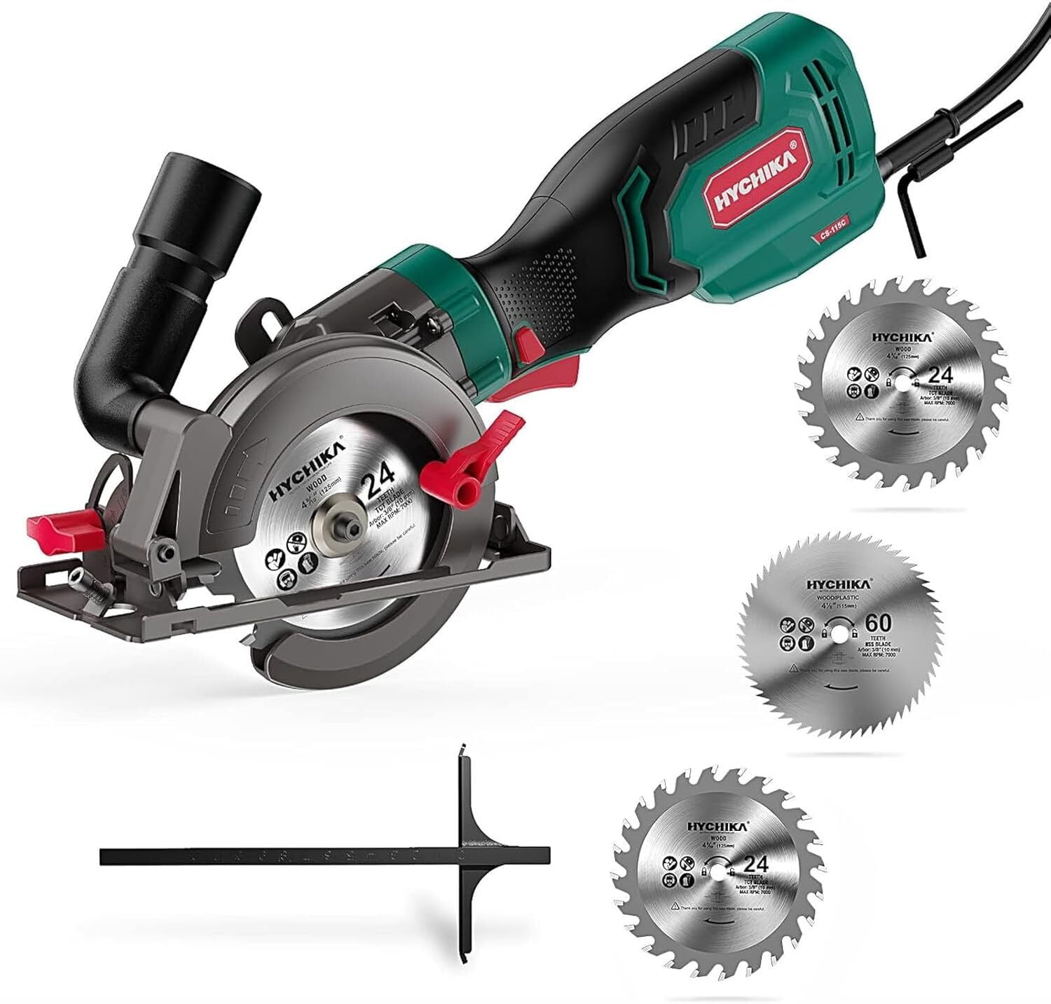 Electric Circular Saw, HYCHIKA 6.2A Mini Circular Saw with 3 Blades