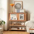 thumbnail image 3 of Librería de ratán de madera maciza, taquilla de vidrio, revistero para apartamentos pequeños, almacenamiento de registros, mueble lateral para TV, 3 of 4