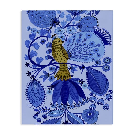 Stupell Industries Eclectic Folk Inspired Whimsical Bird Canvas Art, 16 x 20, by Kay Widdowson