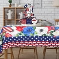 thumbnail image 3 of 4th of July Tablecloth 60x84 Inch Rectangle, Patriotic Tablecloth, Independence Day American Flag Red White and Blue Floral Table Cover for Party Picnic Dinner Decor, 3 of 6