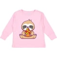 thumbnail image 3 of Inktastic Sloth Pizza Boys or Girls Long Sleeve Toddler T-Shirt, 3 of 5