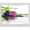 thumbnail image 1 of Spa Decor Tapestry, Asian Relaxation with Zen Massage Stones Purple Orchid and a Bamboo, Wall Hanging for Bedroom Living Room Dorm Decor, 60W X 40L Inches, Purple Black and Green, by Ambesonne, 1 of 2