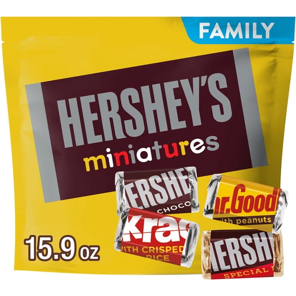 HERSHEY'S Miniatures Assorted Chocolate Candy Family Pack, 15.9 oz